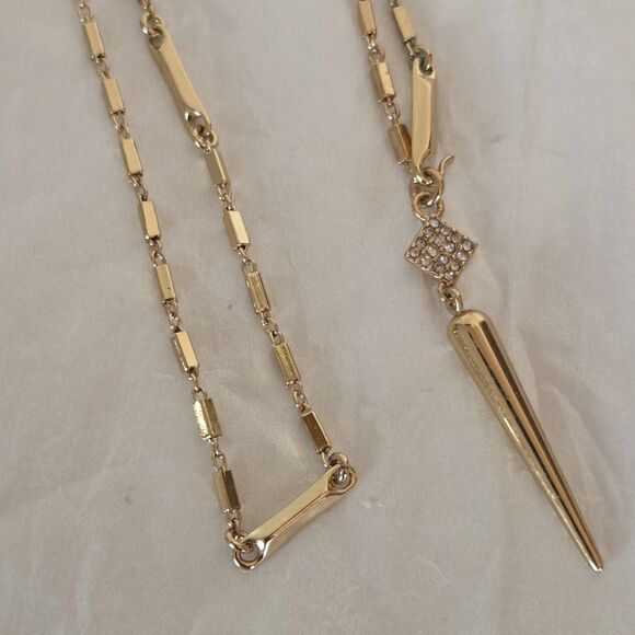 Stella & Dot Bianca Lariet Necklace Gold Tone Pave Crystals 28 in. - Picture 3 of 7